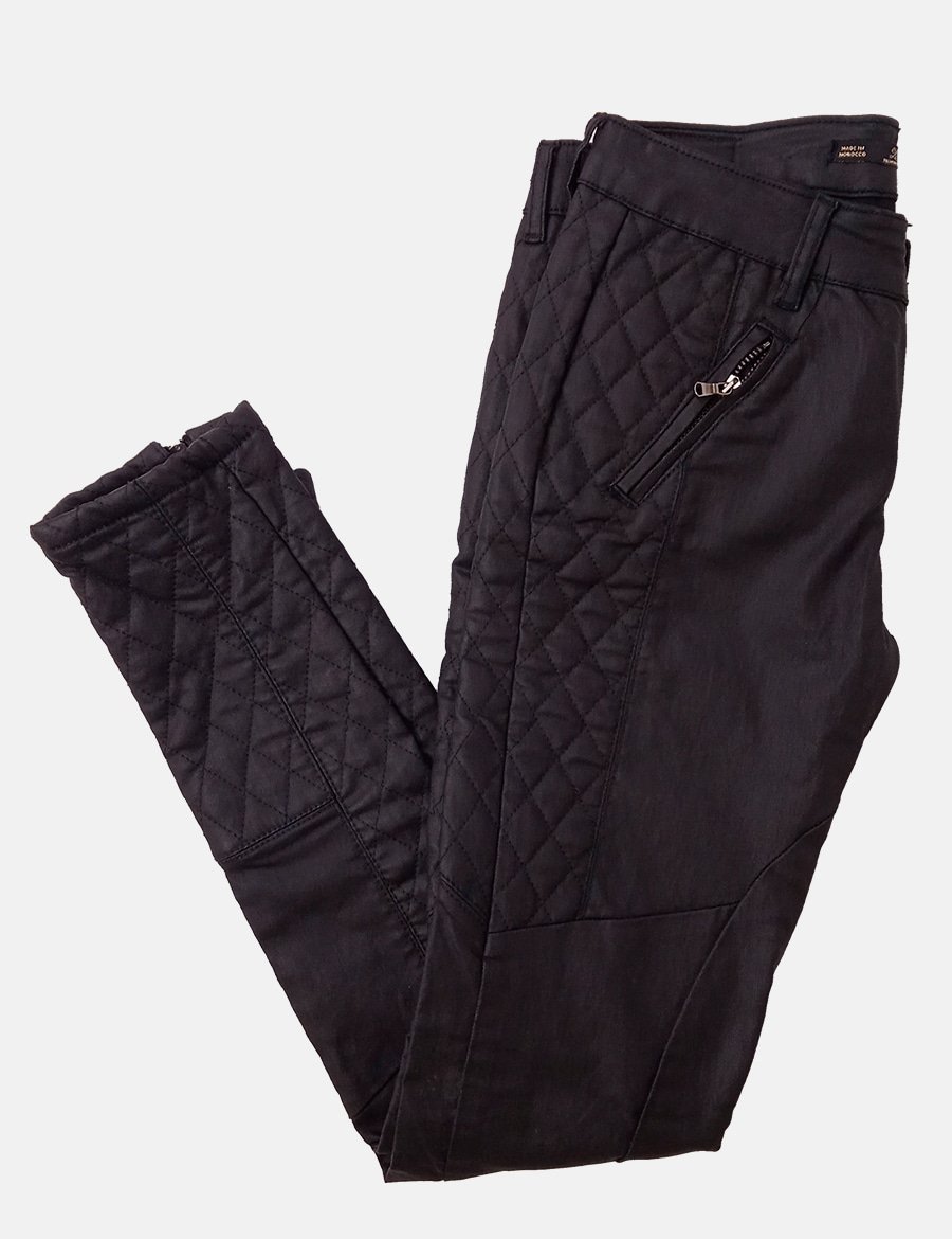 Zara Pantalón denim negro encerado