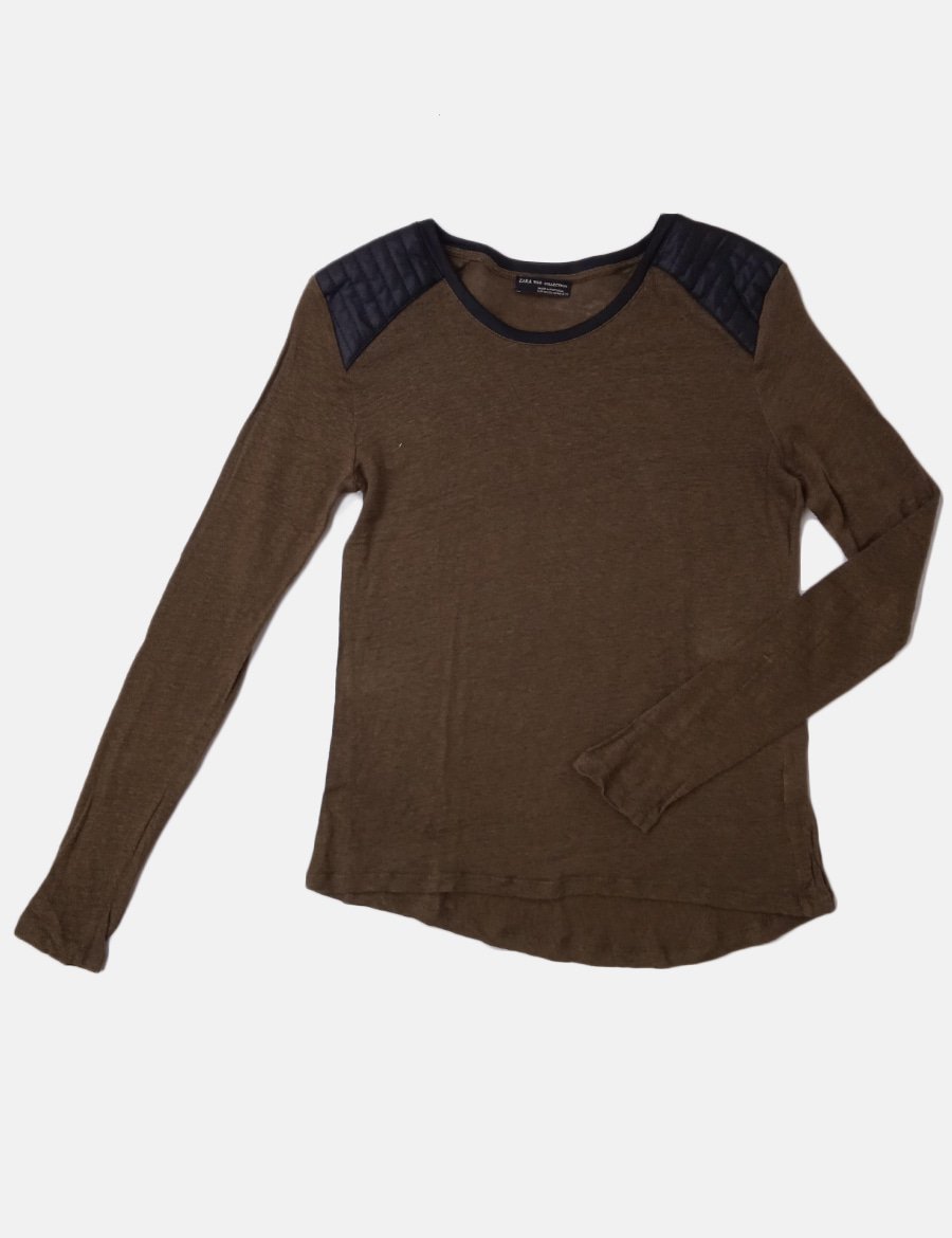 Zara Camiseta verde combinada