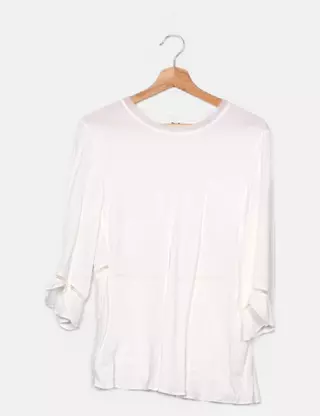 Chemise Blouse Femme HONGO Blanc/Beige - Taille 42 (12-14) - Occasion Très Bon État