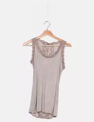 Chemise rayée et fleurs crochet taille unique (38 au 44) Miss Stephy