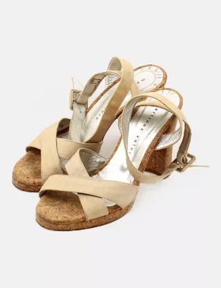 Escarpins Martinez Valero Talons Hauts Vert Floral Bout Ouvert - Taille US 6 Femme, Occasion