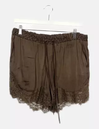 Jupe H&M Grise Longueur Genou Taille 42 - 60% Coton, Occasion Très Bon état