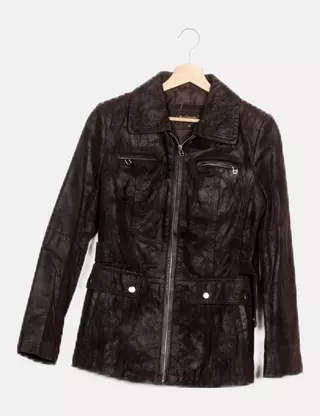 Blouson Cuir Mac Douglas Homme - Taille 54, Marron, Style Bomber Années 80