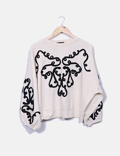 Sudadera bordada zara Clearance