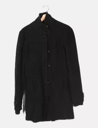 Manteau Noir Clara Vitti - Taille 44 - Mi-long - Polyester - Neuf Avec Petits Défauts