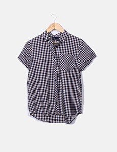 Chemise Fred Perry Bleue Femme – Taille S (UK 10) – Coton – Manches Courtes – État Correct