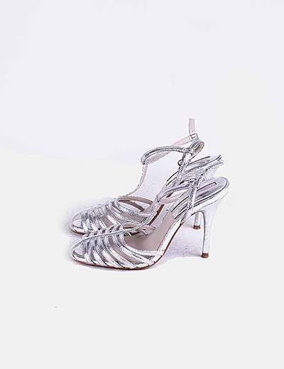 sandalias plateadas zara