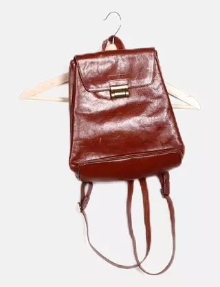 Sac à Bandoulière Texier Marron Vintage - Cuir Grainé, Très Bon état Occasion