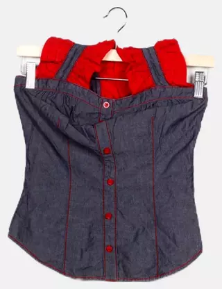 Haut Sans Manches Baby Phat Col Cagoule Gris Séquiné - Taille M, Top Tendance