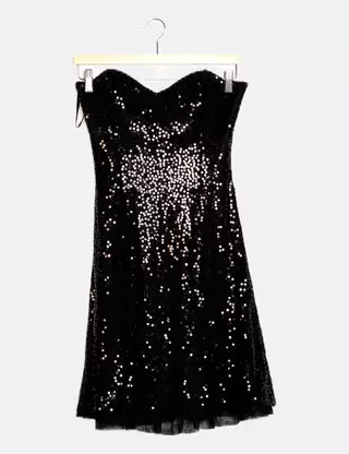 betsey johnson black sequin dress vintage Contrast 2 Vintage Betsey Johnson Y2K Strapless
