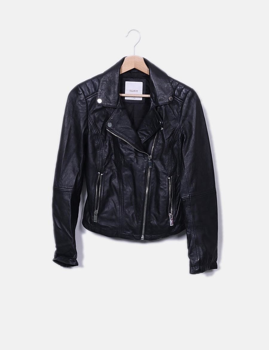 Pull&Bear Chaqueta biker negra piel (descuento 66 ) Micolet