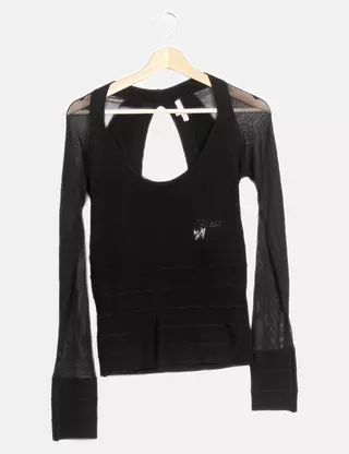 Pull Guess By Marciano Noir - Maille Fine Et Satin - Taille 3 - Occasion Excellent état