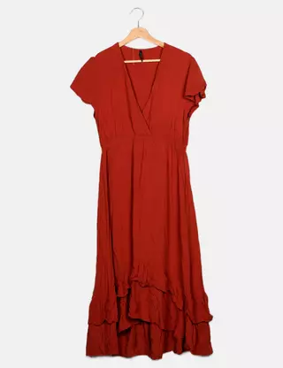 Robe midi sur mesure bleu marine vintage, robe pour femme chic et élégante avec poches et boutons dorés - France