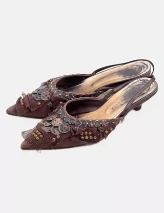 Sandales Rebeca Sanver Cuir Et Bois - Orange Foncé Taille 36 - Occasion Très Bon état