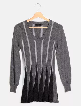 Cardigan Femme Agathe Velmont - Rayures Blanc Et Bleu Foncé - Taille 1 - Occasion Impeccable