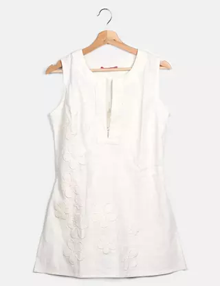 Jean Alain Manoukian Pour Femme - Taille 36 Bleu Brodé Fleurs - Coton, Coupe Droite