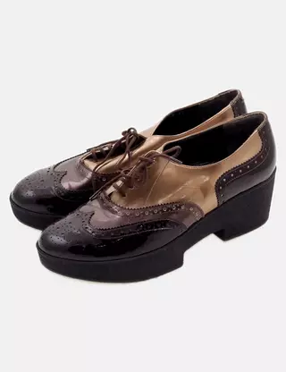 Richelieu En Cuir Marron Robert Clergerie Pointure 38.5 - Chaussures Femme Plates Occasion Très Bon état