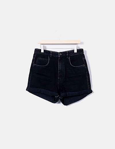 Zara Short Denim Negro High Waist Descuento 77 Micolet