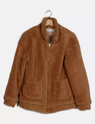 Manteau Mi-saison FOGLIE ROSSE – Taille EU 40 – Laine Brun – Coupe Ample