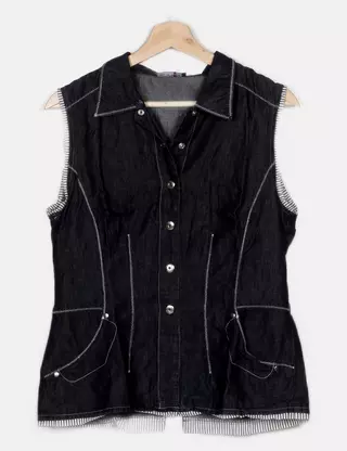 Veste/chemise SYM Bleu Taille 44 Femme - Occasion Très Bon état, Longueur 77cm