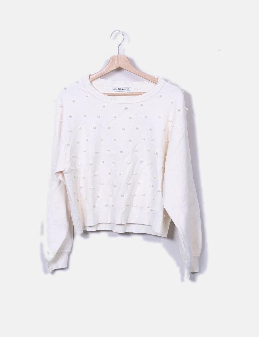 zara jersey blanco mujer