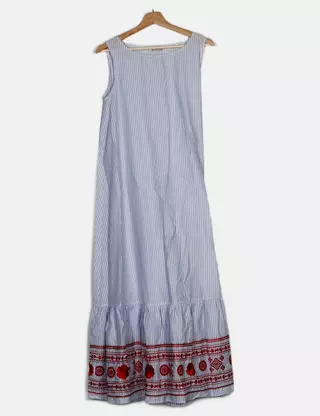 knee length dresses for ladies Le Ragazze Women's 100% Linen Tiered Made in Italy Mini Dress Red / M main image 0