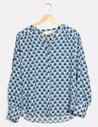 Tunique Blouse Sarah John Taille 48 (équivalent 5) - Coton/lin, Bleu Marine - Occasion Très Bon état - Style Décontracté Pour Femme