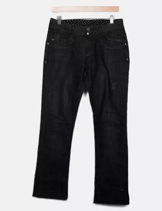 Jeans Femme DDP Slim Fit Noir Brillant Enduit, Taille 30, Stretch - Neuf Avec étiquettes