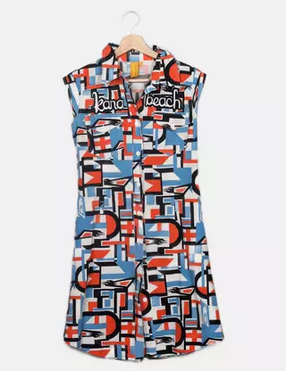 Robe Femme KanaBeach Taille 38 - Blanche Coupe A - Genou - Manches Courtes - Occasion TB
