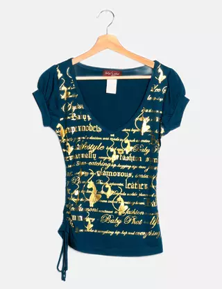 Haut Manches Courtes Fille BABY PHAT Taille 4 - Imprimé Floral, 100% Coton - Neuf Avec étiquette