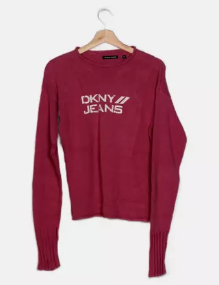 Sweat Pull Femme DKNY Rose Taille L - Mélange Coton - État Parfait