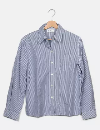 Chemise Vintage Jean Chancel Femme – Taille M, En Jean Rose Bleu Blanc, Peu Portée, Occasion TBE