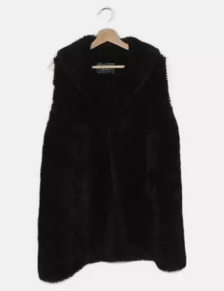 Gilet Réversible GUESS - Fourrure Noire Et Nylon, Taille M, Occasion Très Bon état