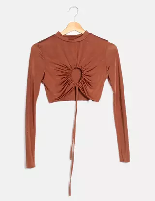 Haut Crop Côtelé Missguided - Taille 6 - Rose - Sans Manches - Occasion Très Bon état