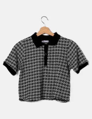 Polo ZARA Geometric Jacquard Para Hombre Color Verde