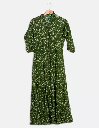 Robe Fluide En Coton ALLER SIMPLEMENT - Taille 46/48 - Imprimé Floral Orange - Neuf Avec étiquettes