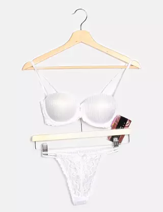 Ensemble Lingerie Soutien-gorge & String - Taille 90B - Couleur Gris - Neuf Avec étiquettes