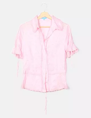 Chemisier Manches Longues Escada Sport En Soie 100%, Imprimé Marron/rose, Taille 36/2 - Excellent état Occasion