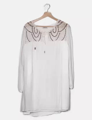 Robe Femme Chattawak 100% Polyester - Blanc, Taille L, Style évasé, Neuf Sans étiquette