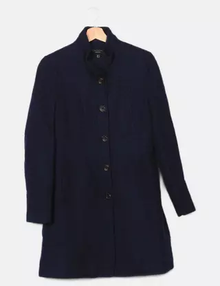 Manteau Femme Cortefiel Noir - Coupe Droite Extensible - 2 Poches - Style Décontracté - Confection Durable