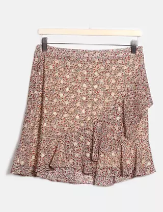 Mini jupe en viscose et coton Jaune