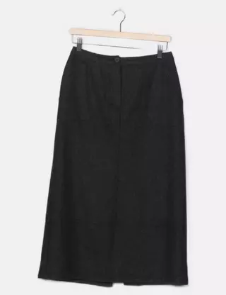 Jupe Midi Noire A-Ligne Marks And Spencer - Taille 14 - Femme - Occasion