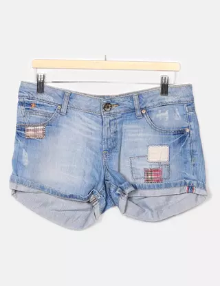 Short Femme ESPRIT En Coton Stretch - Ceinture Tressée Raphia Amovible - 4 Poches - Coupe Décontractée été