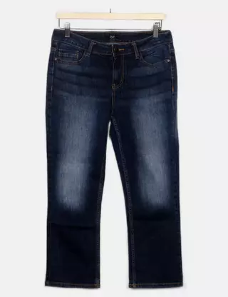 Jean Femme F&F Bleu Déchiré Au Genou - Taille UK 10 (crop) - Occasion Très Bon état