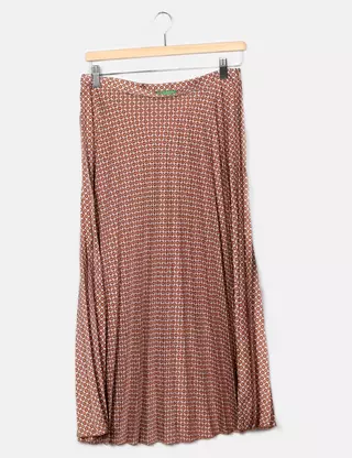Jupe Longue Benetton - Taille 42, Jaune, Coton, Occasion Très Bon état