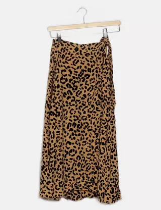 Jupe OYSHO Femme Taille S - Bleue, Fleurie, Ligne A, Longueur Midi - Parfait état