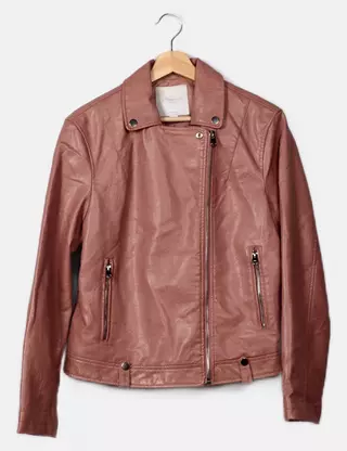 Springfield Giacca Biker Donna Beige Ecopelle Moderna (IT 46, EU 42