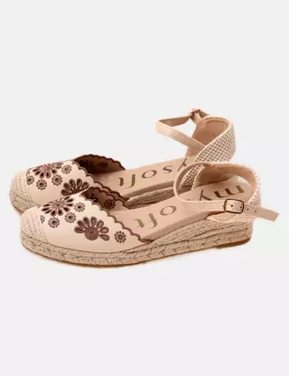 Mysoft Sandali Tacco Basso 5,7 Cm, Con Cinturino Caviglia, Punta Aperta, Beige Scamosciato, 38.5 EU