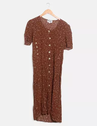 princess polly baby blue dress Lindy Bop Brown Polka Dot Rita Flared Dress Medium main image 0