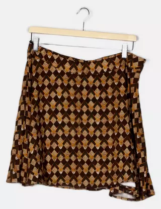 Jupe Paramita Taille 42 Noir Jaune Rose – En Coton, Style Plissé Et Taille élastiquée, Occasion Très Bon état